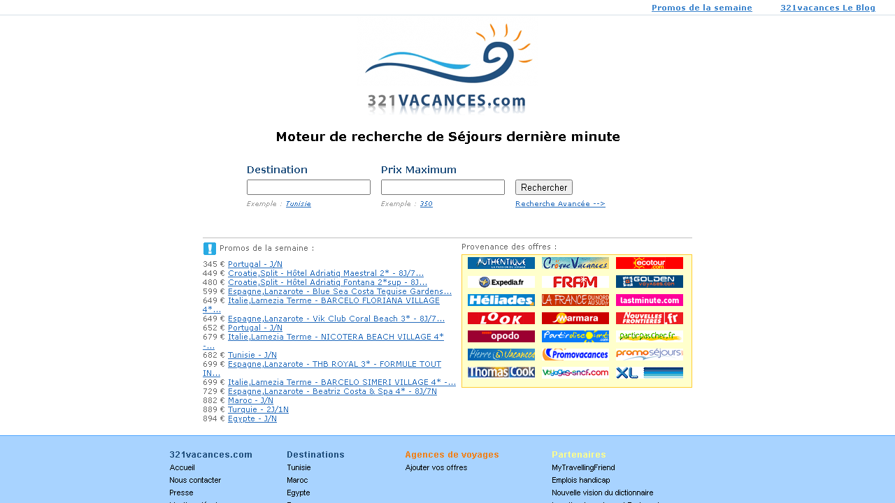 Capture d'écran de http://www.321vacances.com/
